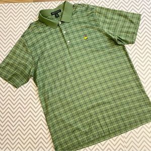 Vtg Amen Corner Masters Golf Polo Mens Green Check Augusta National Size XL